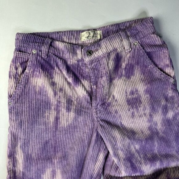 Free People We The Reese Wide Wale Corduroy Cords Pants Purple Tie Dye NWOT 27 - Picture 5 of 6